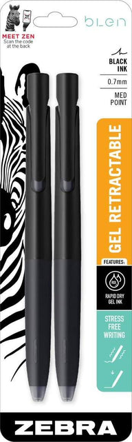 Load image into Gallery viewer, Zebra Pen Retractable Gel Pen bLen 0.7mm Medium Point Black Ink
