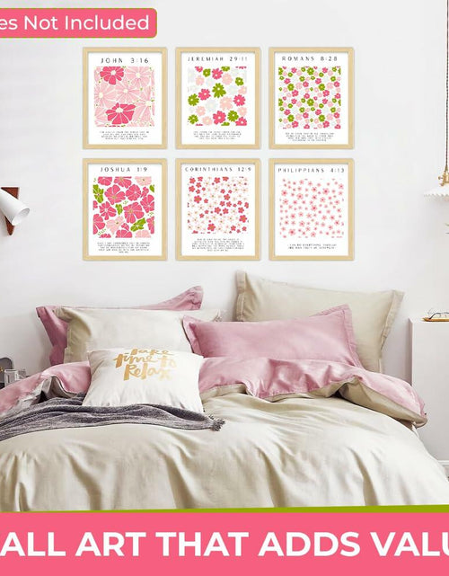 Load image into Gallery viewer, bqw Floral Bible Verse Wall Art Set of 6 Unframed 11x8.5 Scripture Prints
