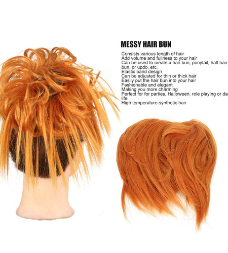Sonew Messy Bun Hair Piece Ponytail Tousled Updo Soft High Elastic Orange