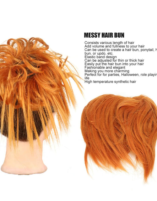 Load image into Gallery viewer, Sonew Messy Bun Hair Piece Ponytail Tousled Updo Soft High Elastic Orange
