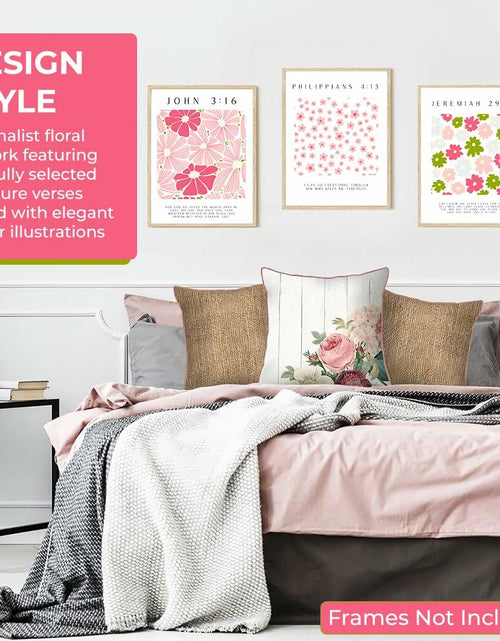 Load image into Gallery viewer, bqw Floral Bible Verse Wall Art Set of 6 Unframed 11x8.5 Scripture Prints

