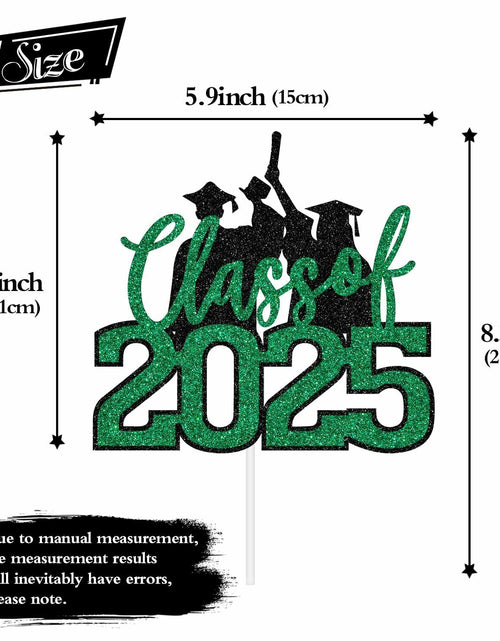Load image into Gallery viewer, RLXPT Class of 2025 Cake Topper Graduation Party Decor Black Green Glitter

