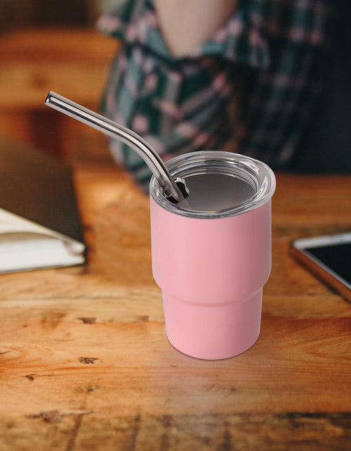 Load image into Gallery viewer, SAVITA Mini Tumbler Shot Glass Set 3oz Pink Stainless Steel with Lids Straw

