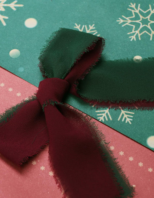Load image into Gallery viewer, SIMISI RIBBON Christmas Chiffon Silk Ribbon 1.5'' 5 Yards x4 Rolls Green Red
