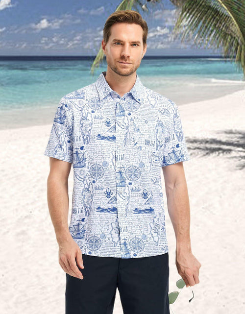 Load image into Gallery viewer, M MAELREG Men’s Floral Button Down Shirt Casual Summer Beach Cruise Top

