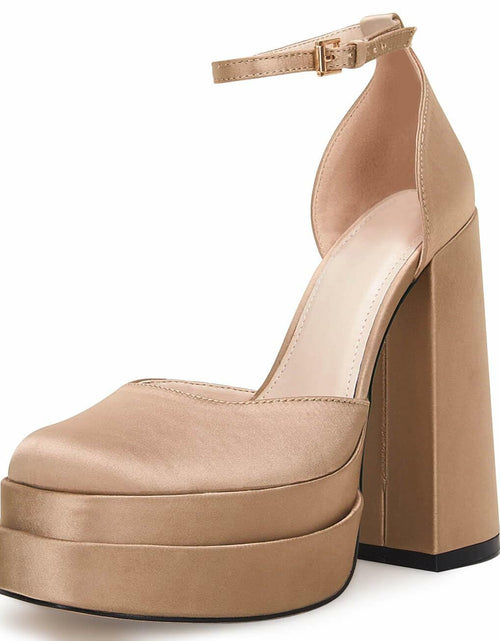 Load image into Gallery viewer, VETASTE Womens Platform Chunky Heels Ankle Strap Pumps Khaki
