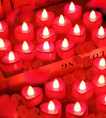 [Like New] LSVGSAK Romantic LED Candle Lights & 1000pcs Red Rose Petals Set