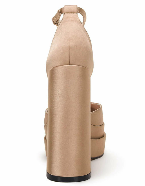 Load image into Gallery viewer, VETASTE Womens Platform Chunky Heels Ankle Strap Pumps Khaki
