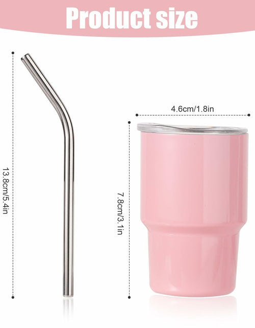 Load image into Gallery viewer, SAVITA Mini Tumbler Shot Glass Set 3oz Pink Stainless Steel with Lids Straw
