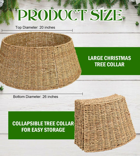 [Like New] Rocinha Rattan Christmas Tree Collar 26" Rustic Farmhouse Style Seagrass Large