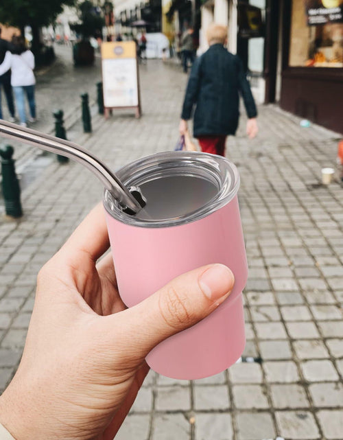 Load image into Gallery viewer, SAVITA Mini Tumbler Shot Glass Set 3oz Pink Stainless Steel with Lids Straw
