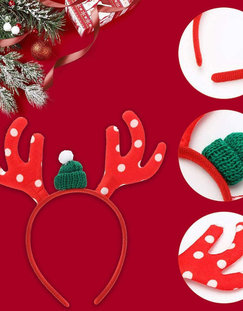 Load image into Gallery viewer, QUNQINLI Christmas Deer Antlers Headband Plush Red Style F 1PCS
