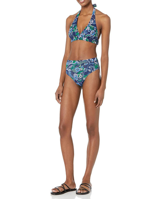 Load image into Gallery viewer, Amazon Essentials Women's High Waist Bikini Bottom Deep Blue Paisley Size XS
