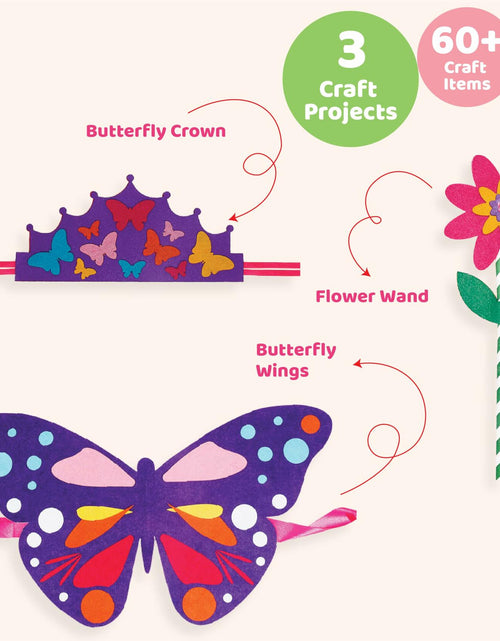 Load image into Gallery viewer, jackinthebox Butterflies Costume Craft Kit 3 Craft Projects Ages 3-5 OPEN BOX
