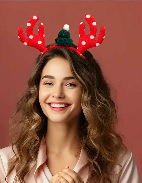 Load image into Gallery viewer, QUNQINLI Christmas Deer Antlers Headband Plush Red Style F 1PCS
