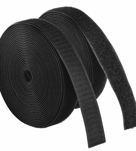 BQS 6 Yards Sew On Hook Loop Strips Nylon Fastener Black 1" Width