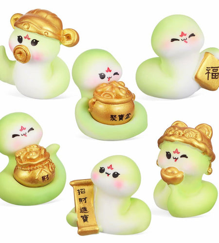 VICASKY Chinese New Year 2025 Snake Resin Figurines 10 Pcs Lucky Miniatures