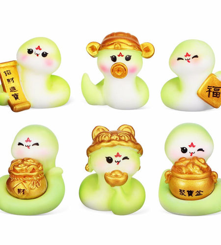 VICASKY Chinese New Year 2025 Snake Resin Figurines 10 Pcs Lucky Miniatures