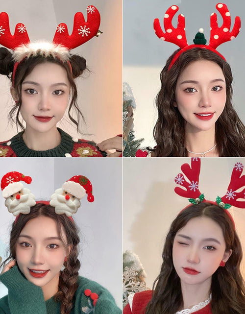 Load image into Gallery viewer, QUNQINLI Christmas Deer Antlers Headband Plush Red Style F 1PCS

