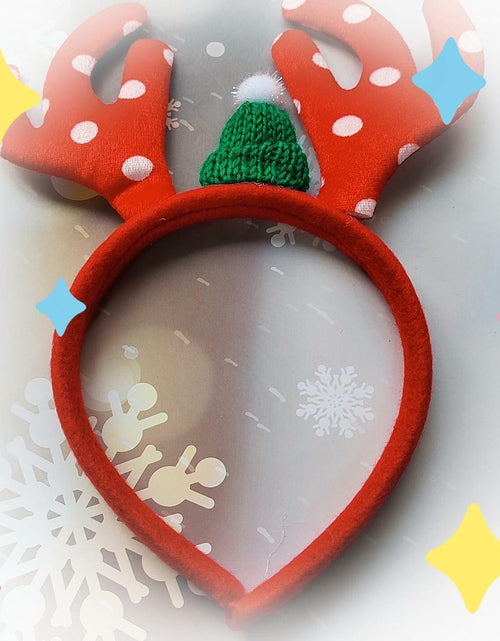 Load image into Gallery viewer, QUNQINLI Christmas Deer Antlers Headband Plush Red Style F 1PCS
