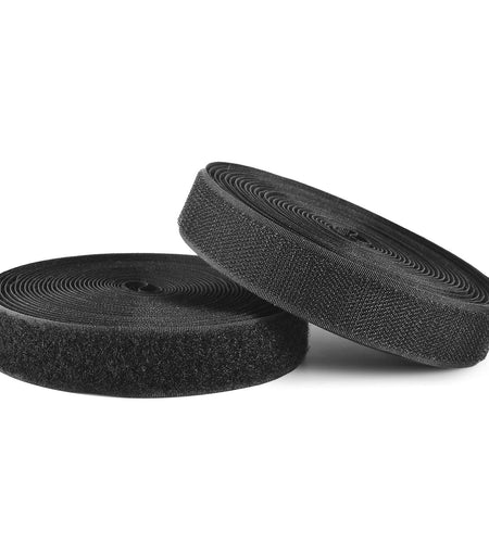 BQS 6 Yards Sew On Hook Loop Strips Nylon Fastener Black 1" Width