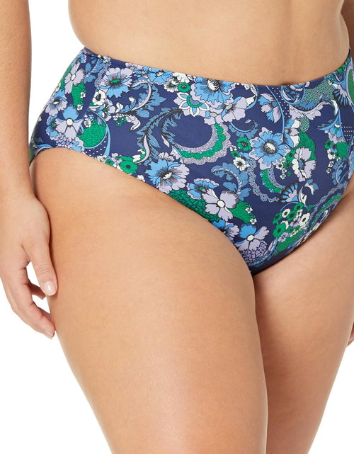 Load image into Gallery viewer, Amazon Essentials Women's High Waist Bikini Bottom Deep Blue Paisley Size XS
