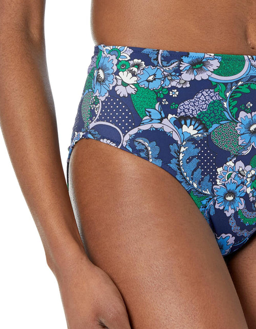 Load image into Gallery viewer, Amazon Essentials Women's High Waist Bikini Bottom Deep Blue Paisley Size XS
