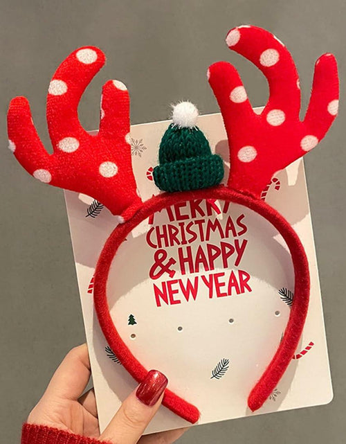 Load image into Gallery viewer, QUNQINLI Christmas Deer Antlers Headband Plush Red Style F 1PCS

