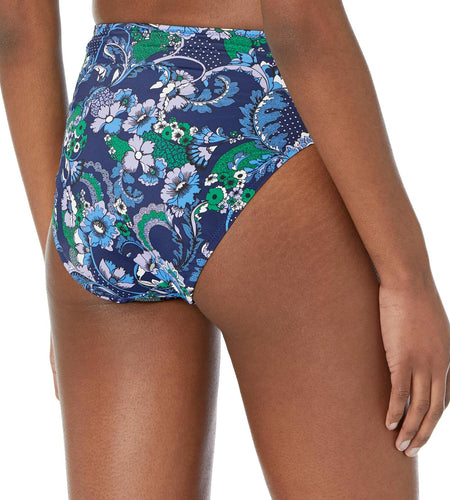 Amazon Essentials Women's High Waist Bikini Bottom Deep Blue Paisley Size XS