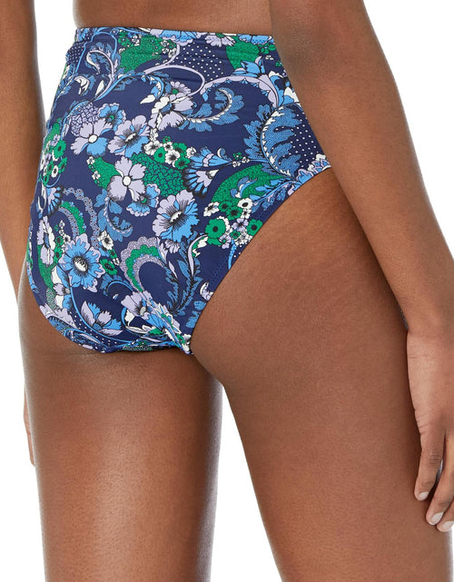 Load image into Gallery viewer, Amazon Essentials Women's High Waist Bikini Bottom Deep Blue Paisley Size XS
