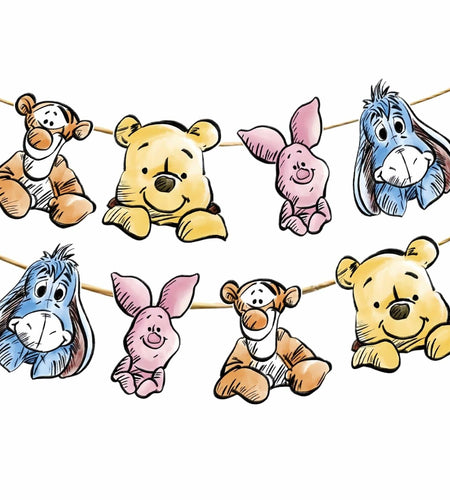 HOTIMO 8 PCS Winnie Baby Shower Banner Party Decor Multicolor Cartoon