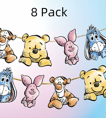 HOTIMO 8 PCS Winnie Baby Shower Banner Party Decor Multicolor Cartoon