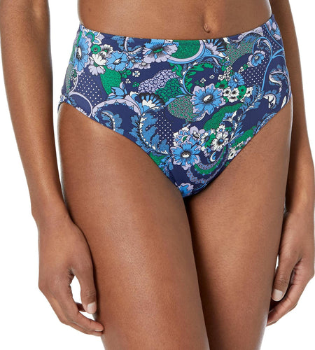 Amazon Essentials Women's High Waist Bikini Bottom Deep Blue Paisley Size XS