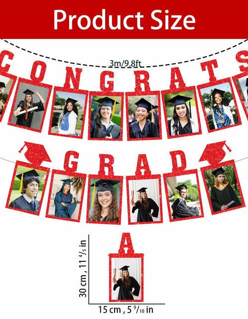 Load image into Gallery viewer, Biswiter Graduation Photo Banner Class of 2025 Red Preassembled Congrats Decor
