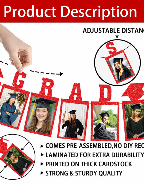 Load image into Gallery viewer, Biswiter Graduation Photo Banner Class of 2025 Red Preassembled Congrats Decor
