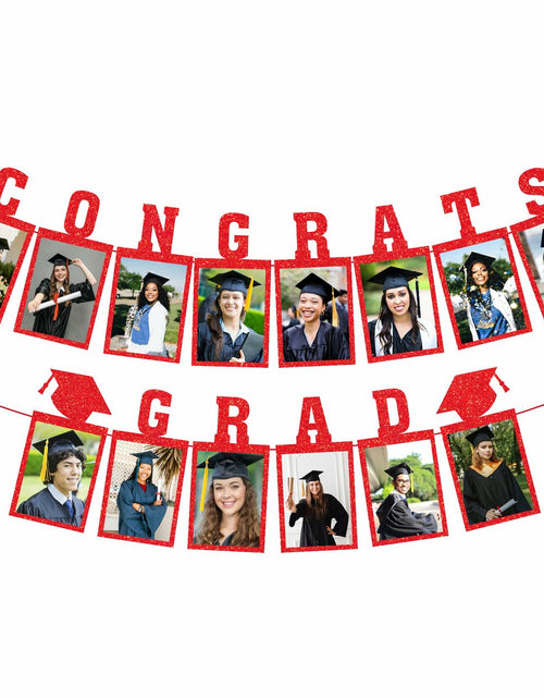 Load image into Gallery viewer, Biswiter Graduation Photo Banner Class of 2025 Red Preassembled Congrats Decor
