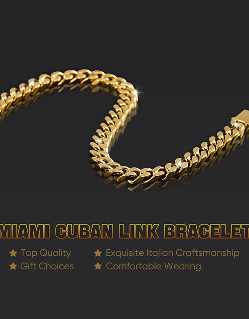 Load image into Gallery viewer, Kindoo Stainless Steel Cuban Link Bracelet 7mm Gold 8.6in
