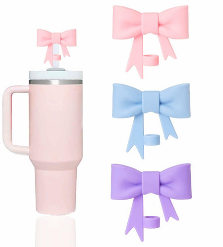 GAISHION 3pcs Bow Straw Covers Caps for Stanley 30/40oz Tumblers Silicone