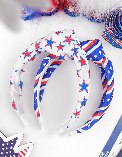 Load image into Gallery viewer, YanJie 4th of July Blue Stars Knotted Wide Headband Women Girls
