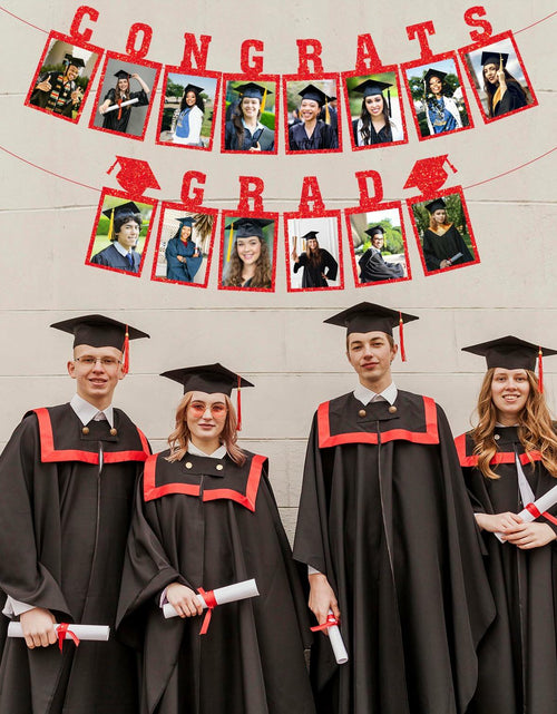 Load image into Gallery viewer, Biswiter Graduation Photo Banner Class of 2025 Red Preassembled Congrats Decor
