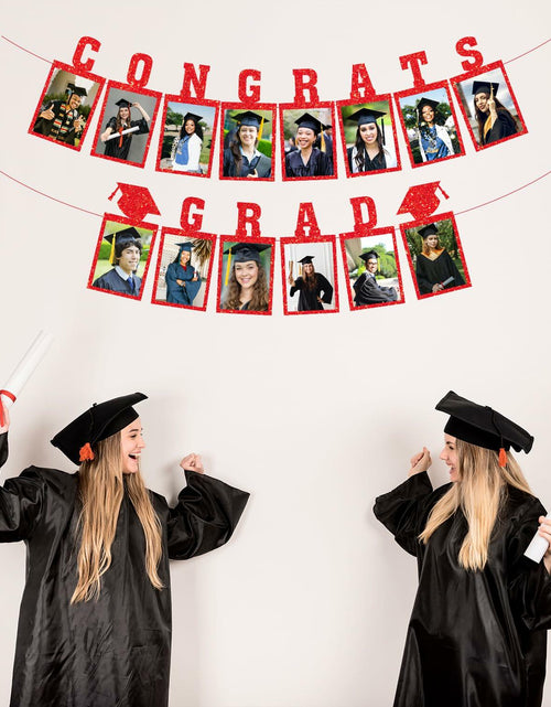 Load image into Gallery viewer, Biswiter Graduation Photo Banner Class of 2025 Red Preassembled Congrats Decor
