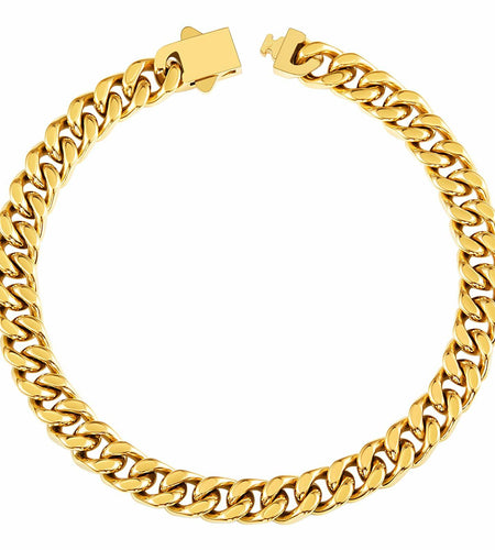 Kindoo Stainless Steel Cuban Link Bracelet 7mm Gold 8.6in