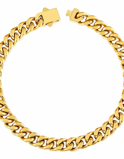 Load image into Gallery viewer, Kindoo Stainless Steel Cuban Link Bracelet 7mm Gold 8.6in
