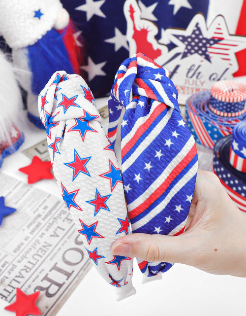 Load image into Gallery viewer, YanJie 4th of July Blue Stars Knotted Wide Headband Women Girls
