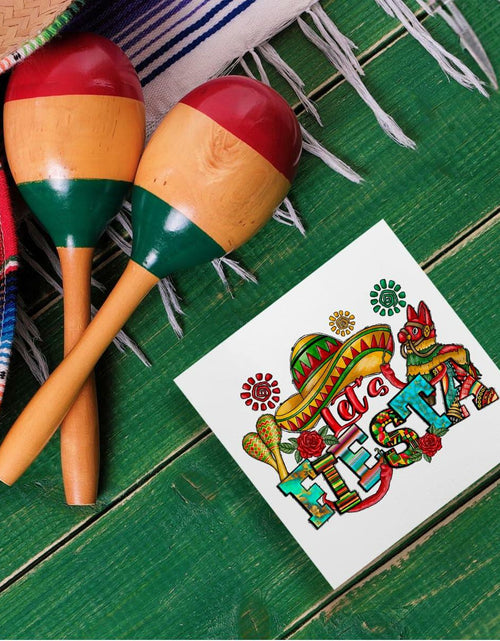 Load image into Gallery viewer, MIOOKISS Cinco De Mayo Mexican Fiesta Rustic Wooden Box Sign 5x5 Let's Fiesta
