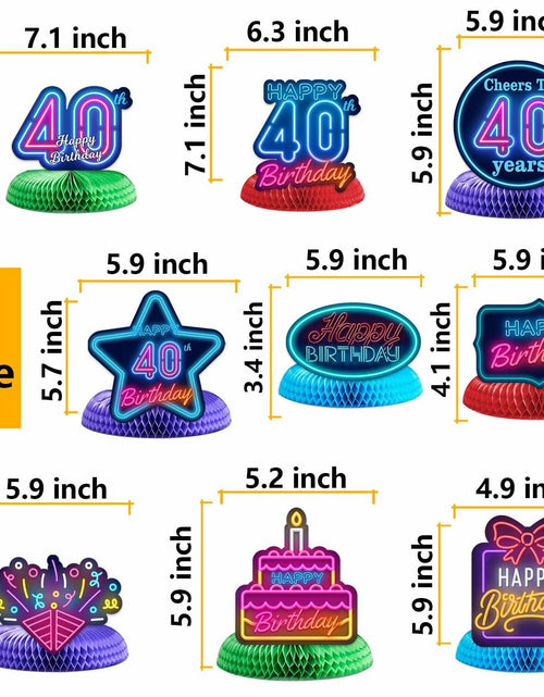 Load image into Gallery viewer, COOSOAR Happy 40th Birthday Neon Glow Honeycomb Centerpieces with Lights
