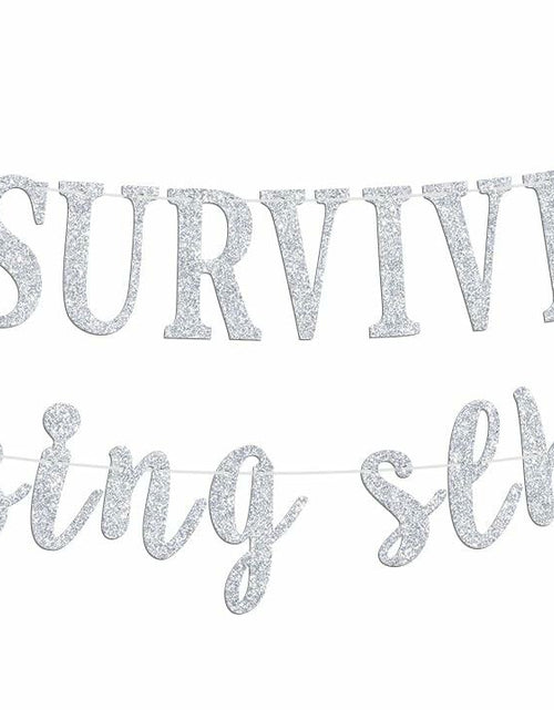 Load image into Gallery viewer, RLXPT I Survived Nursing School Banner Silver Red Congrats Nurse RN Grad 2025
