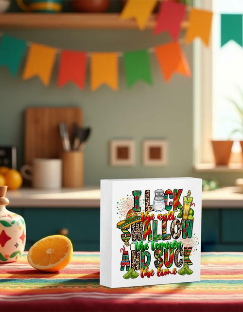 Load image into Gallery viewer, MIOOKISS Cinco De Mayo Rustic Wooden Box Sign 5x5 inch I Lock The Salt
