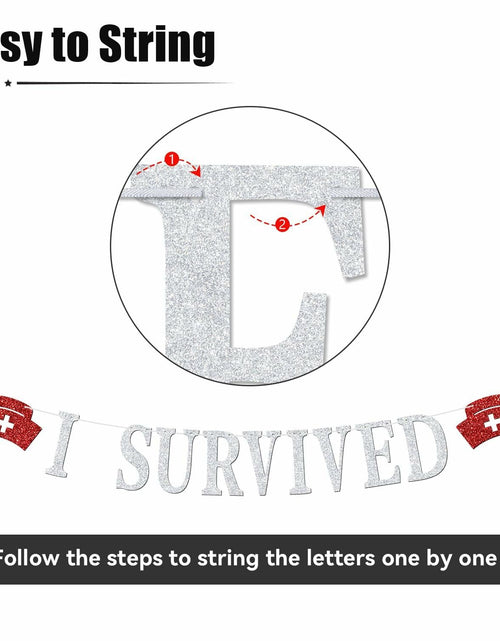 Load image into Gallery viewer, RLXPT I Survived Nursing School Banner Silver Red Congrats Nurse RN Grad 2025
