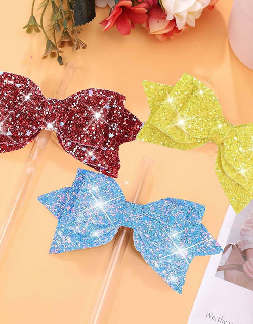 Load image into Gallery viewer, RNFVJH 6 Pcs Pink Butterfly Bow Ties Diamond &amp; Butterfly Straw Toppers
